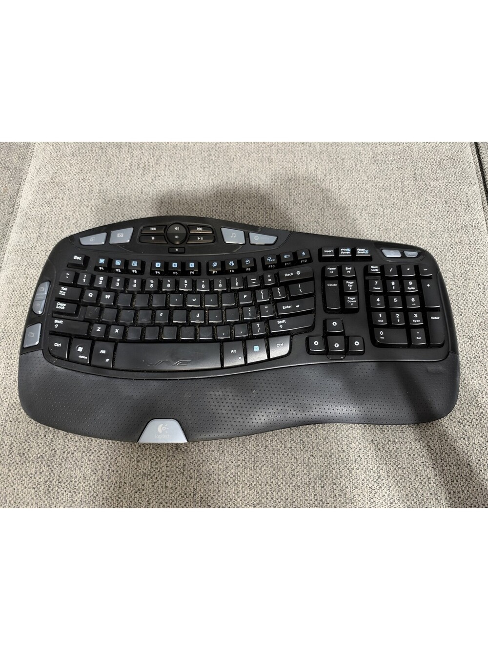 Logitech Wave Y-RCP140 Wireless RF Ergonomic Keyboard Black QWERTY PC Desktop
